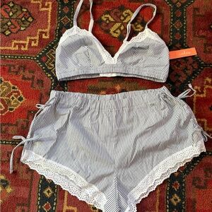 Colsie Blue and White Striped Pajama Set